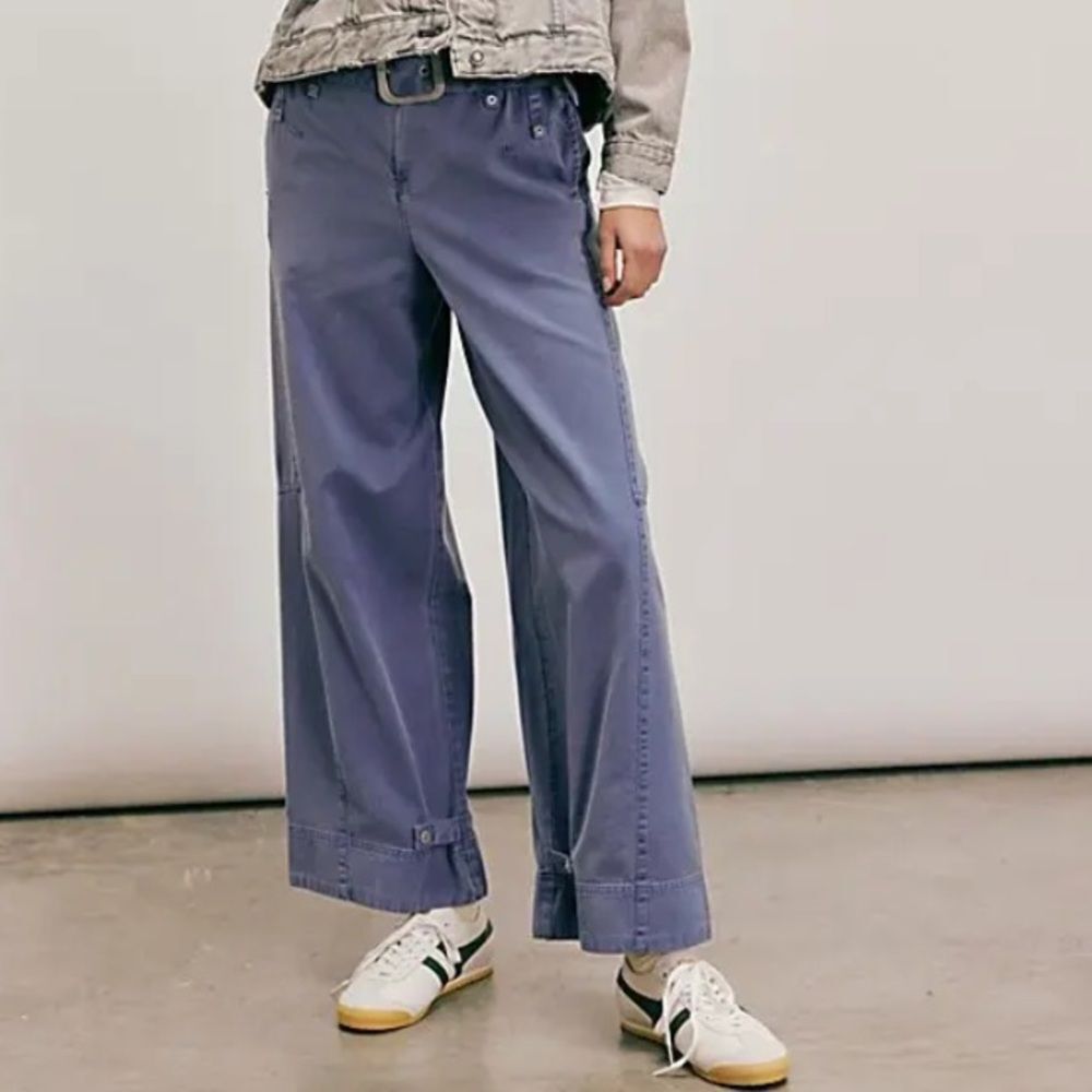 Free People We the Free Sloane Pants in Blue Topaz NWOT